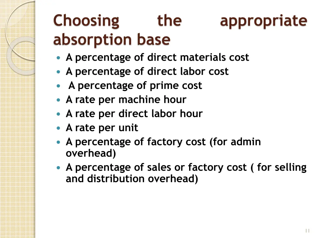 choosing absorption base a percentage of direct