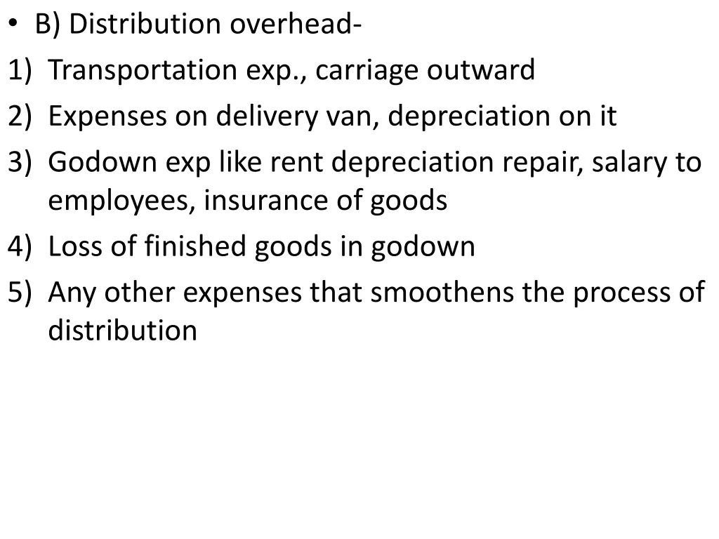 b distribution overhead 1 transportation