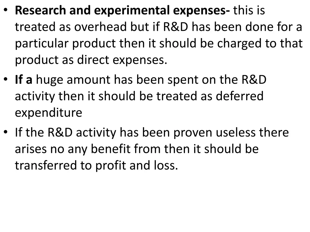 research and experimental expenses this