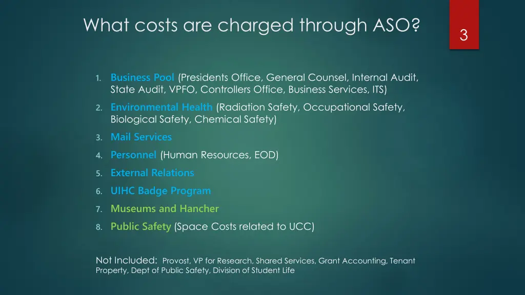 what costs are charged through aso