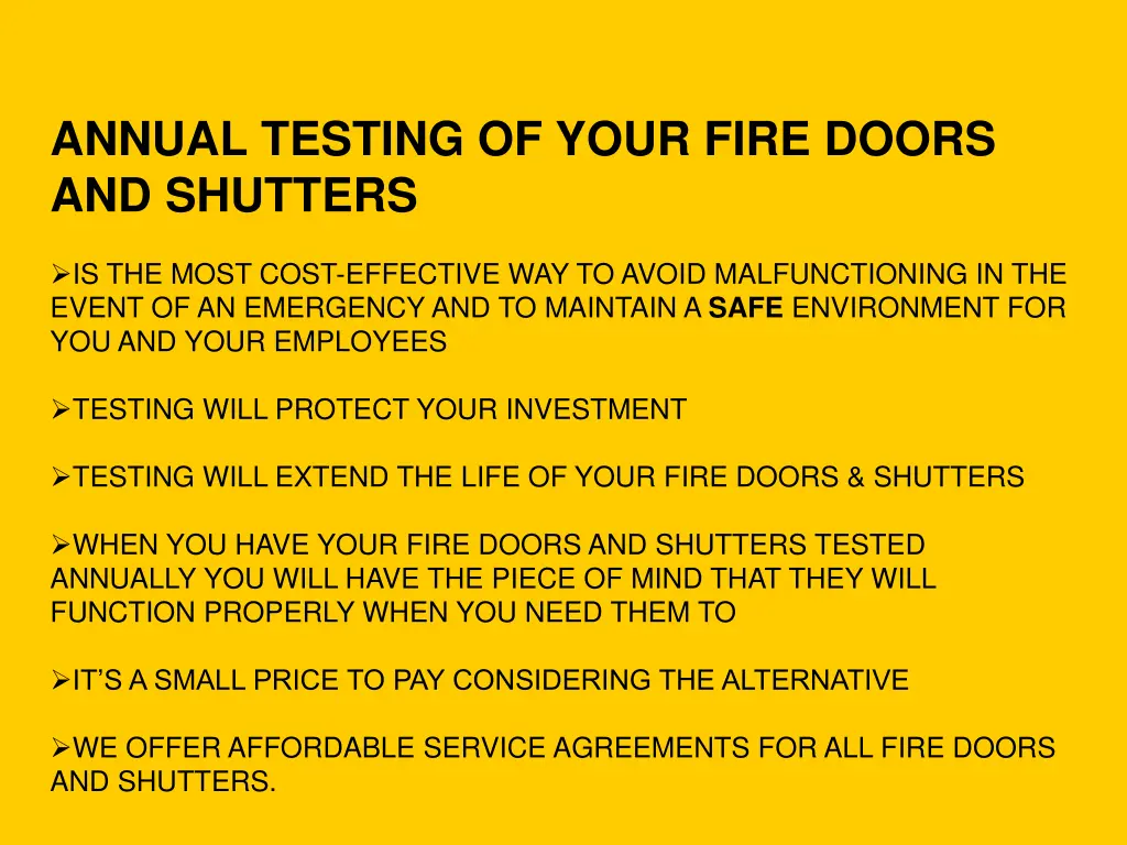 annual testing of your fire doors and shutters