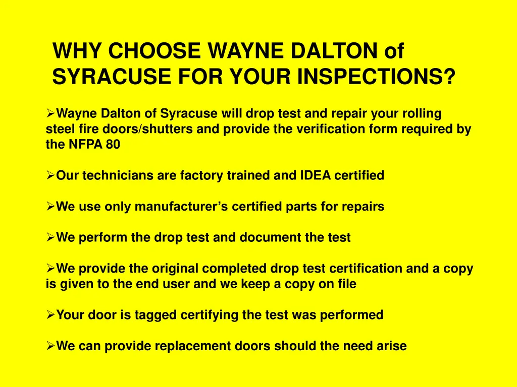 why choose wayne dalton of syracuse for your