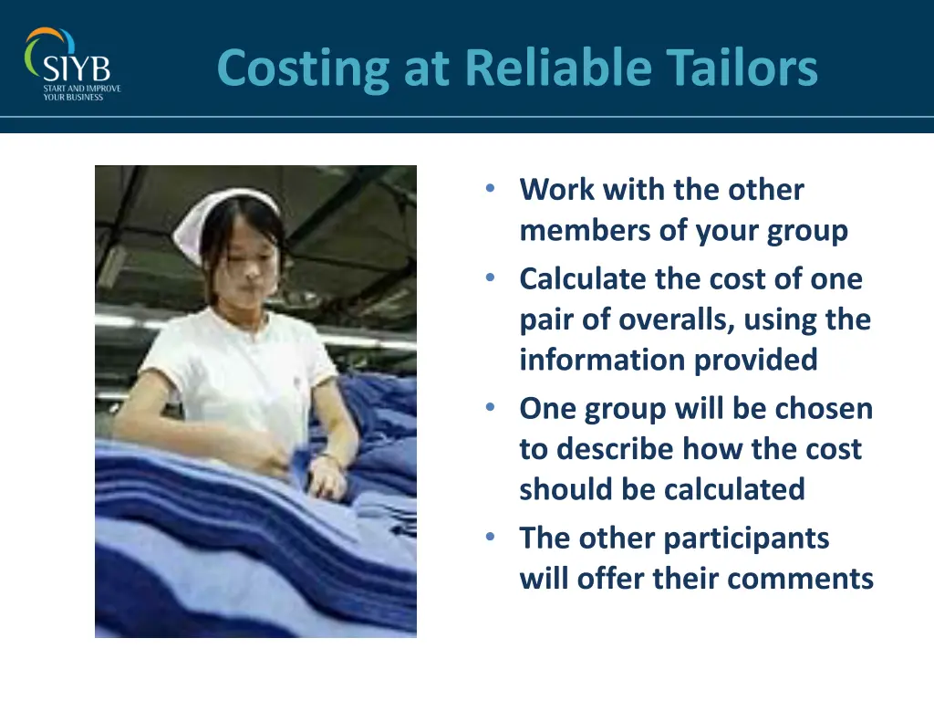 costing at reliable tailors