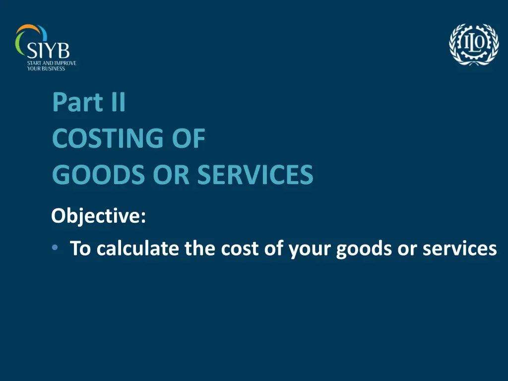 part ii costing of goods or services