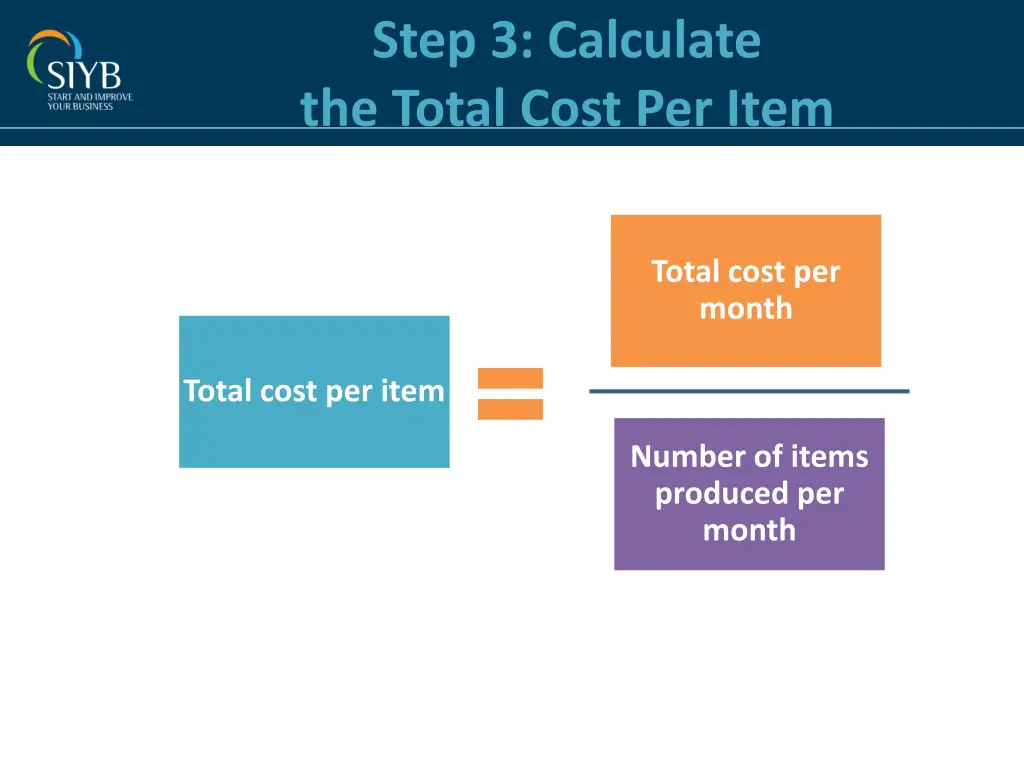 step 3 calculate the total cost per item