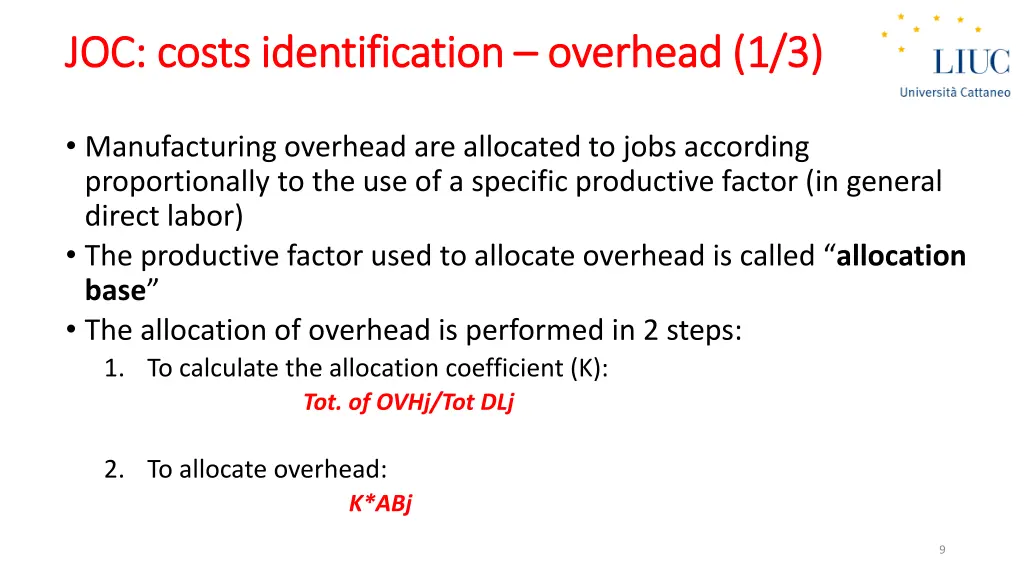 joc joc costs costs identification identification 3