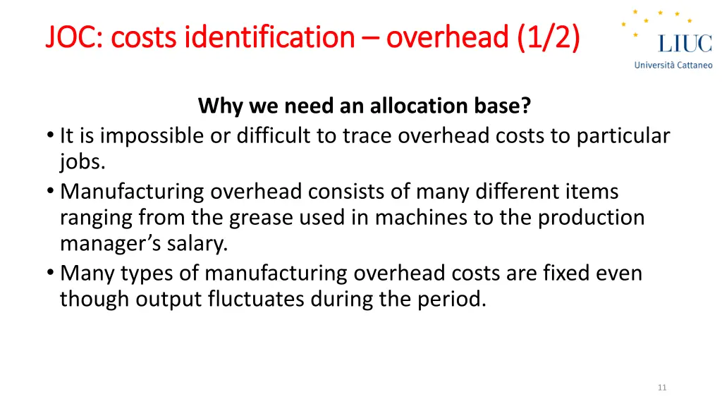 joc joc costs costs identification identification 5