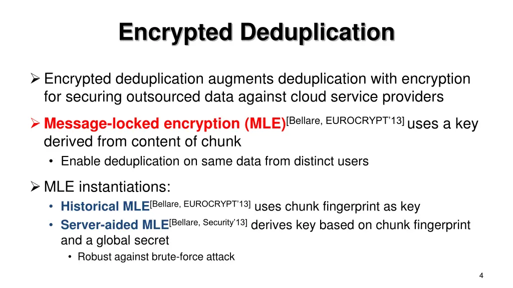 encrypted deduplication