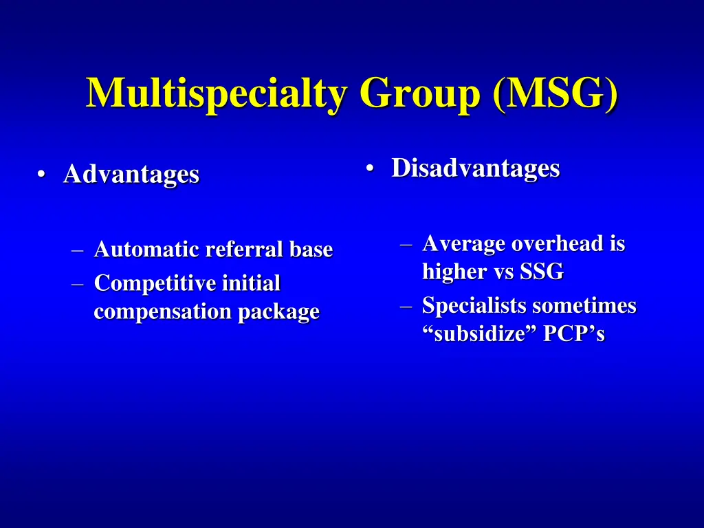 multispecialty group msg