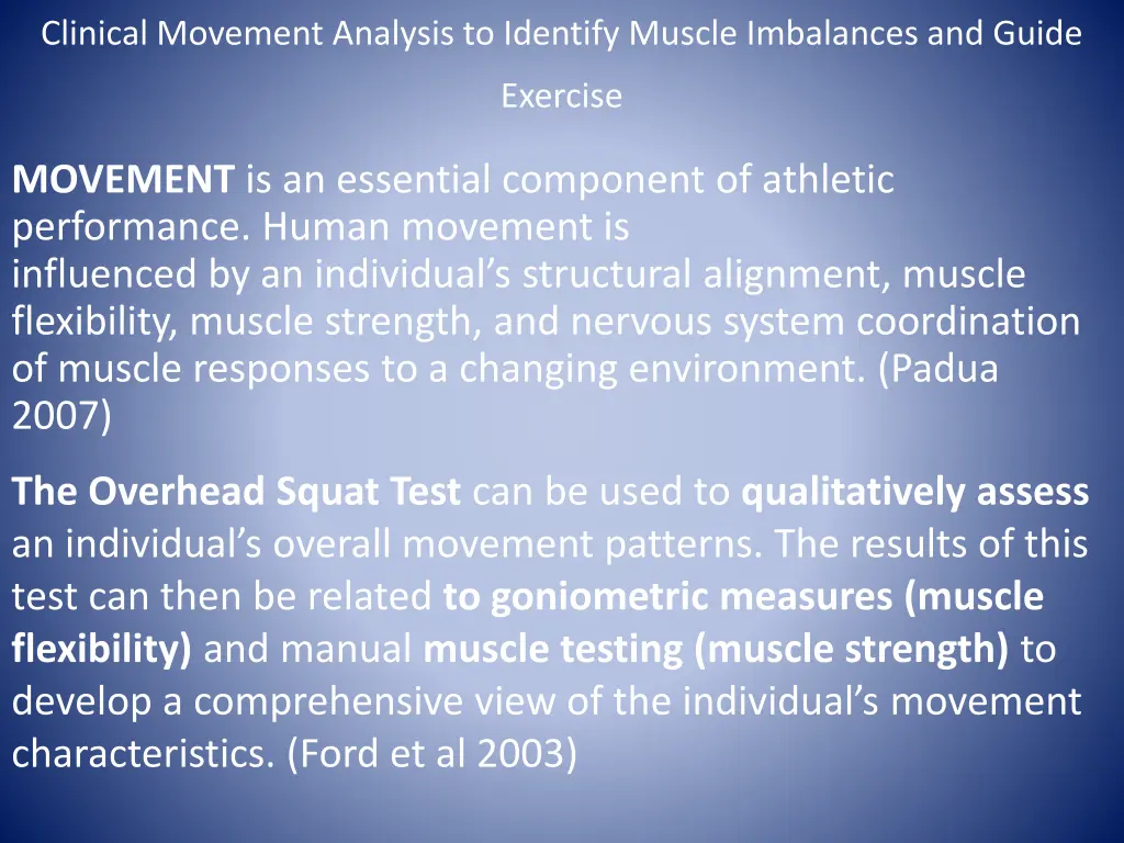 clinical movement analysis to identify muscle