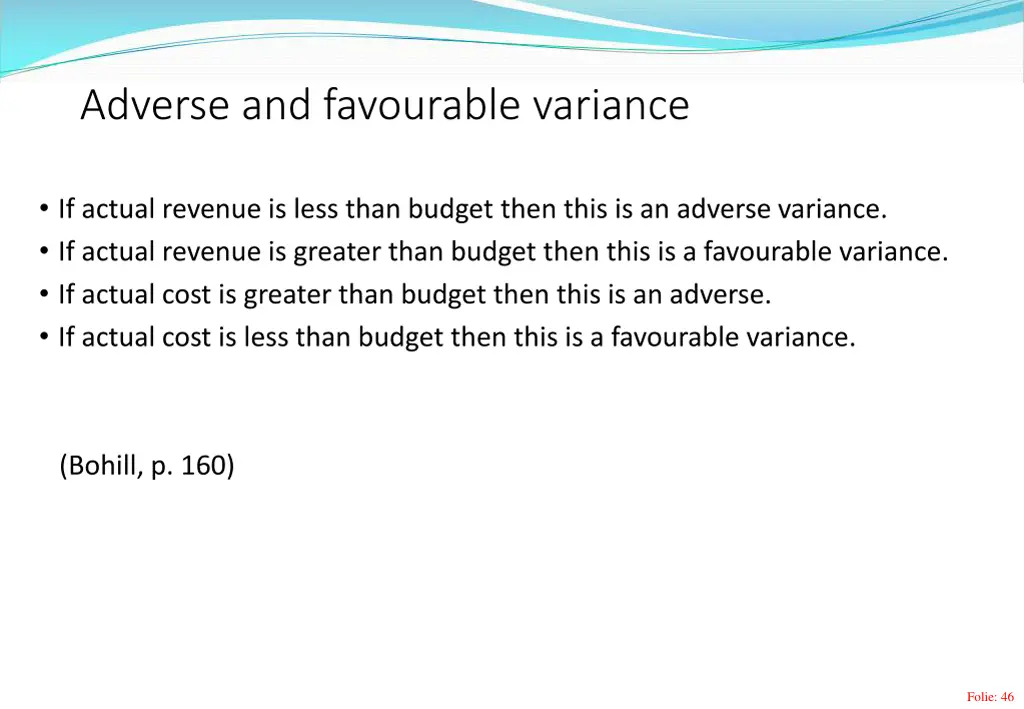 adverse and favourable variance