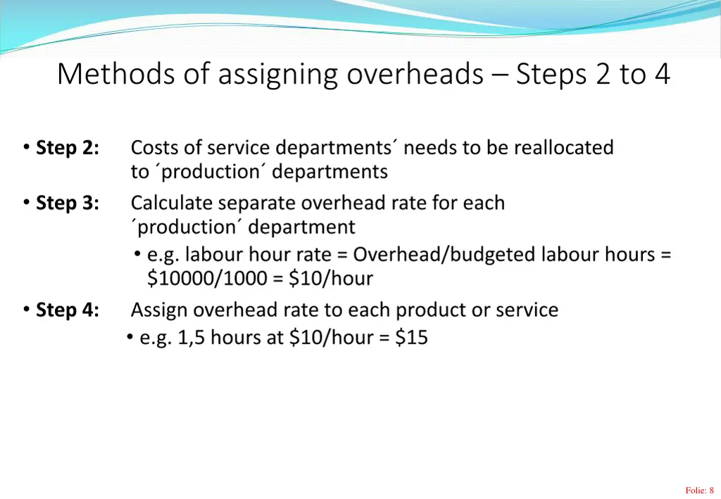 methods of assigning overheads steps 2 to 4