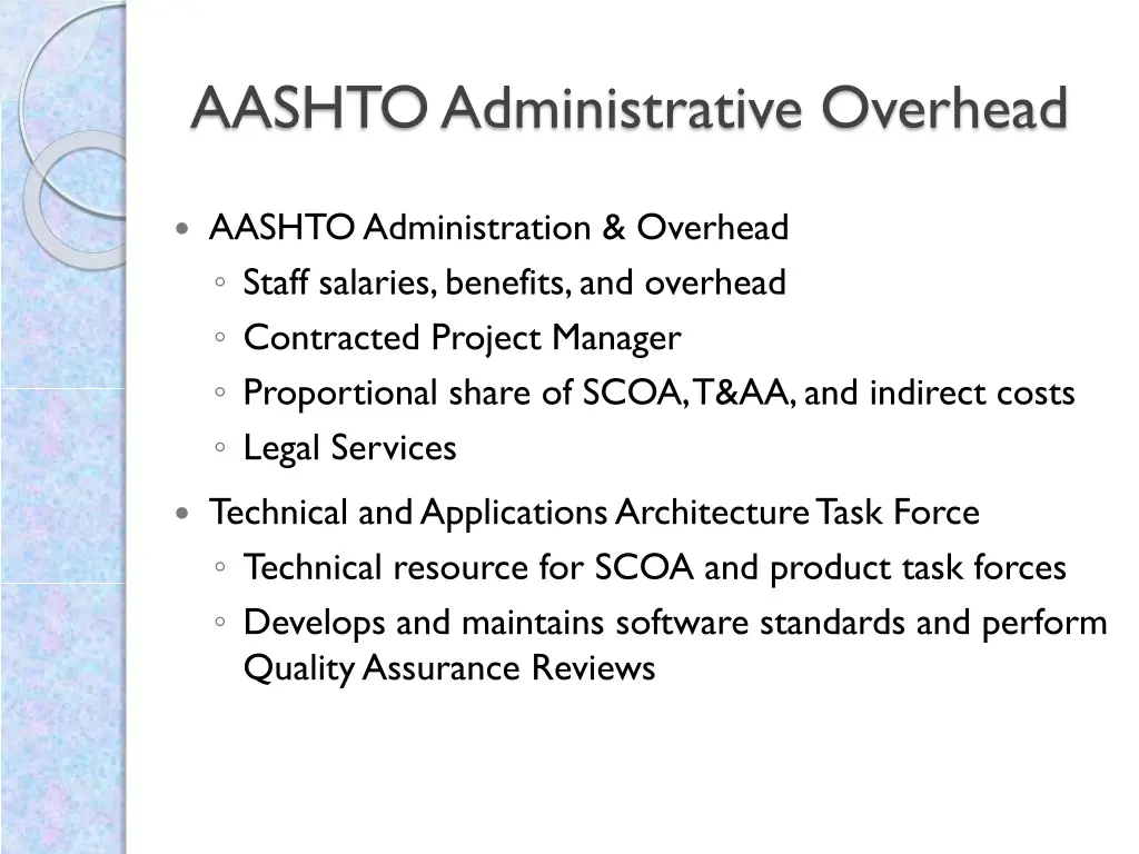 aashto administrative overhead