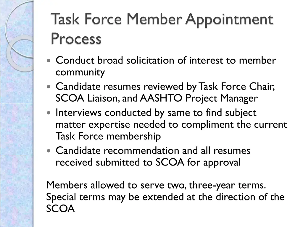 task force member appointment process