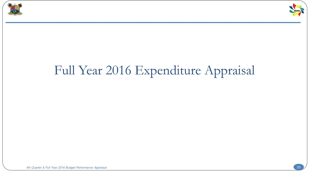 full year 2016 expenditure appraisal