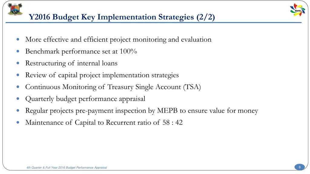 y2016 budget key implementation strategies 2 2