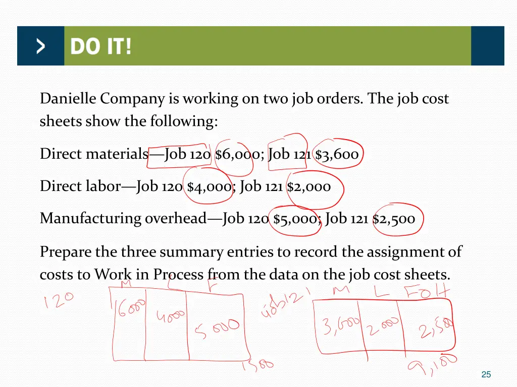 danielle company is working on two job orders