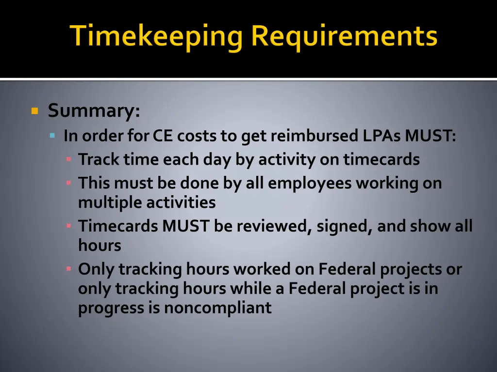 summary in order for ce costs to get reimbursed