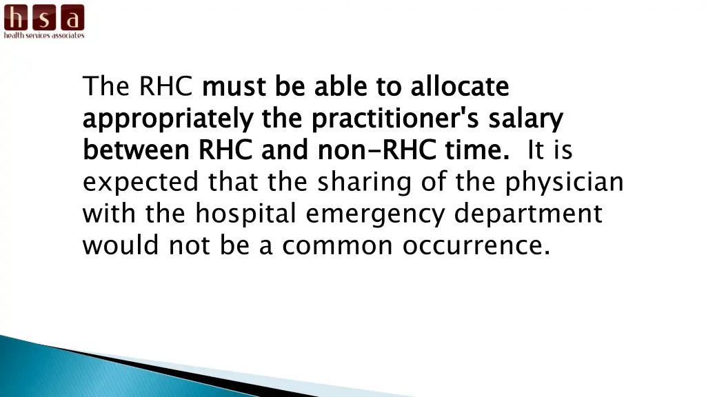 the rhc must be able to allocate appropriately