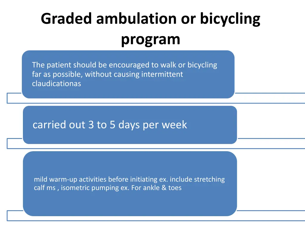 graded ambulation or bicycling program