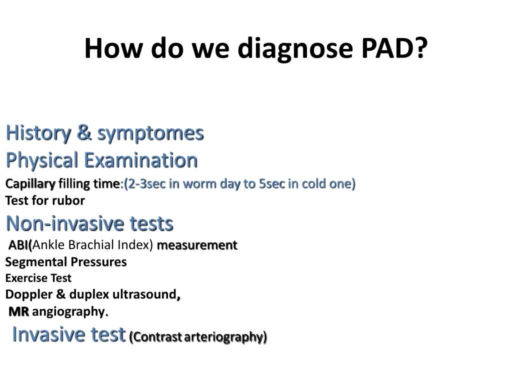 how do we diagnose pad