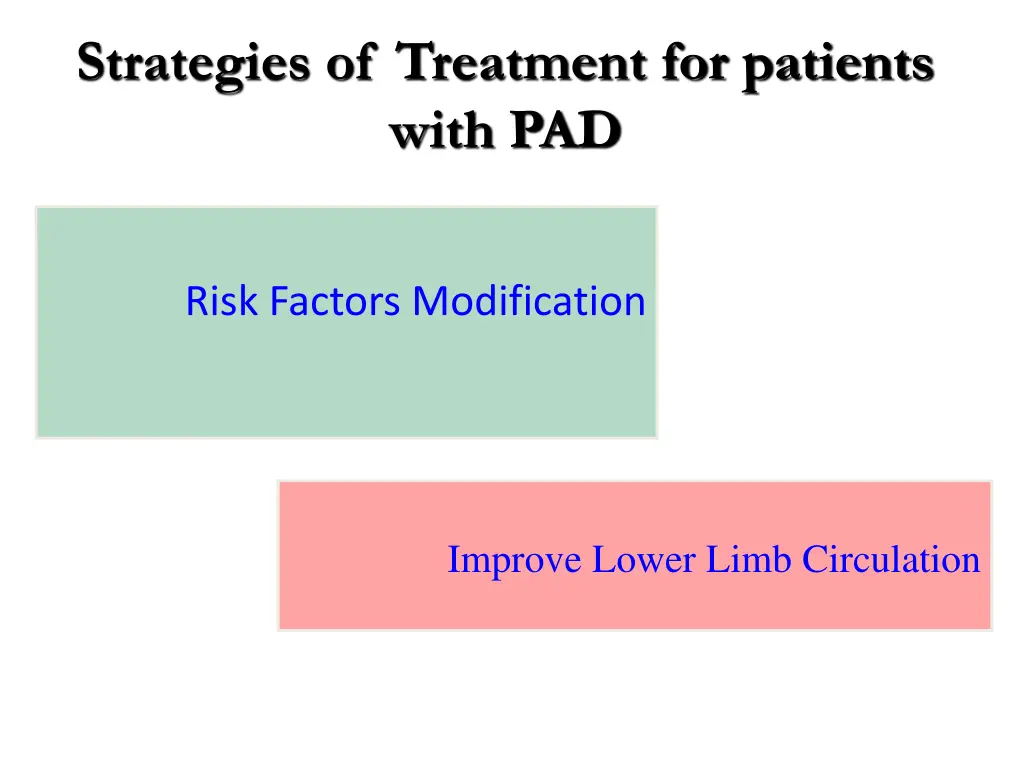 strategies of treatment for patients with pad