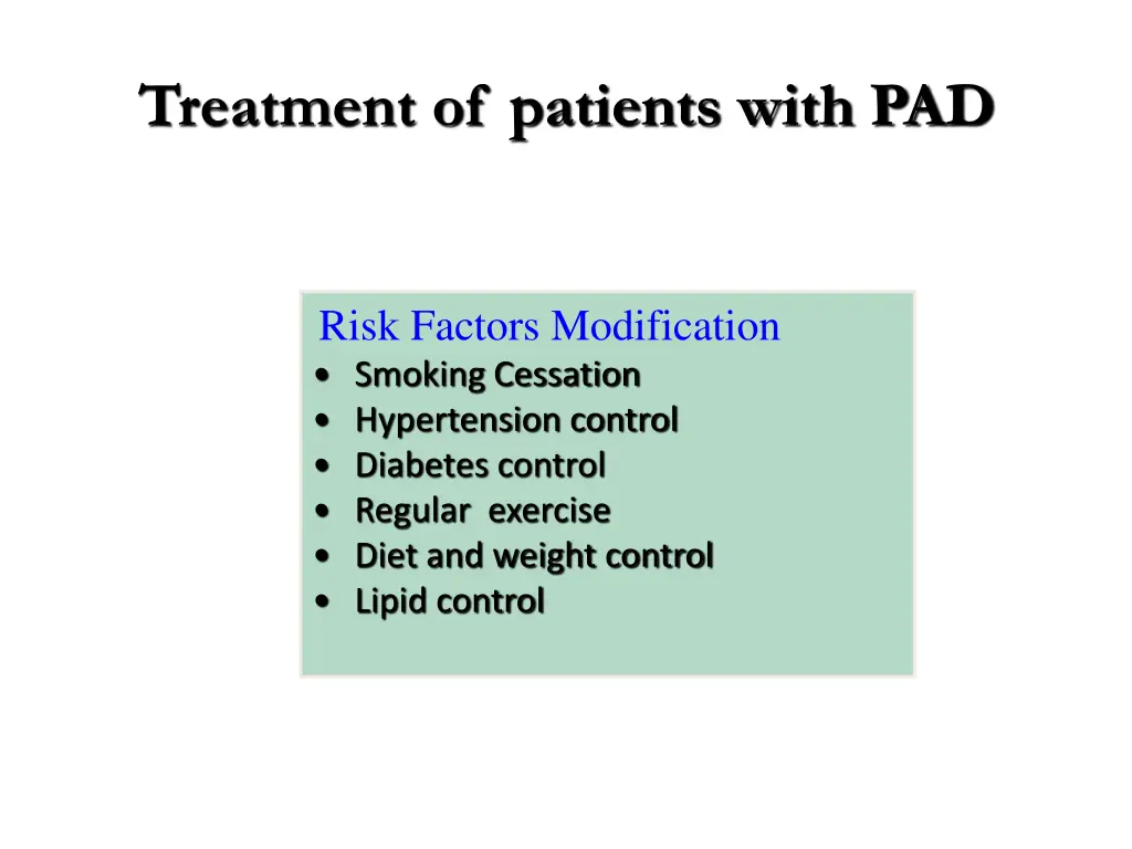 treatment of patients with pad