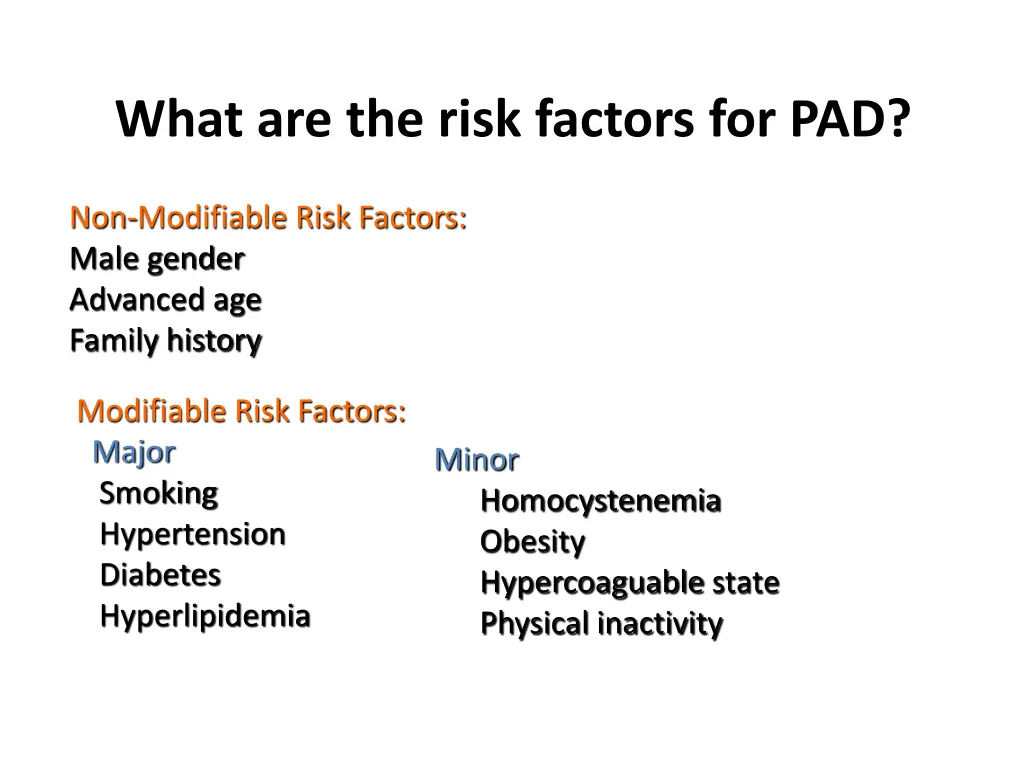 what are the risk factors for pad