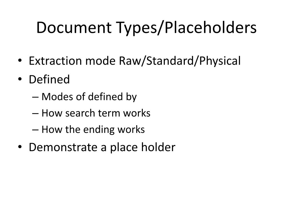 document types placeholders