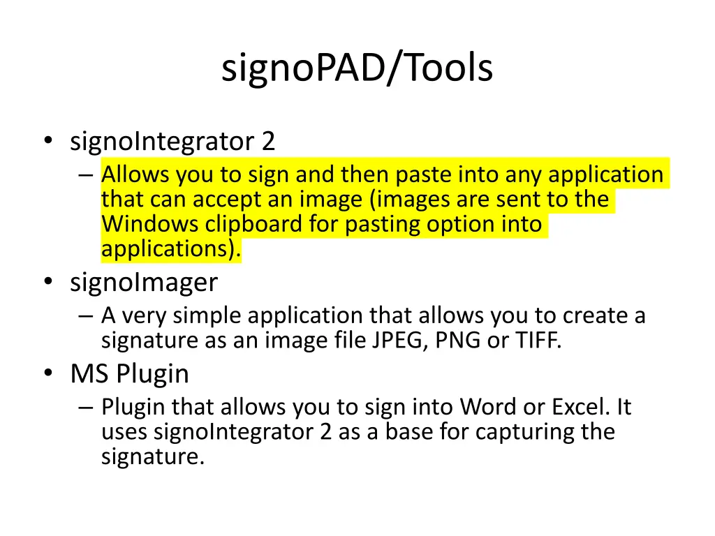 signopad tools