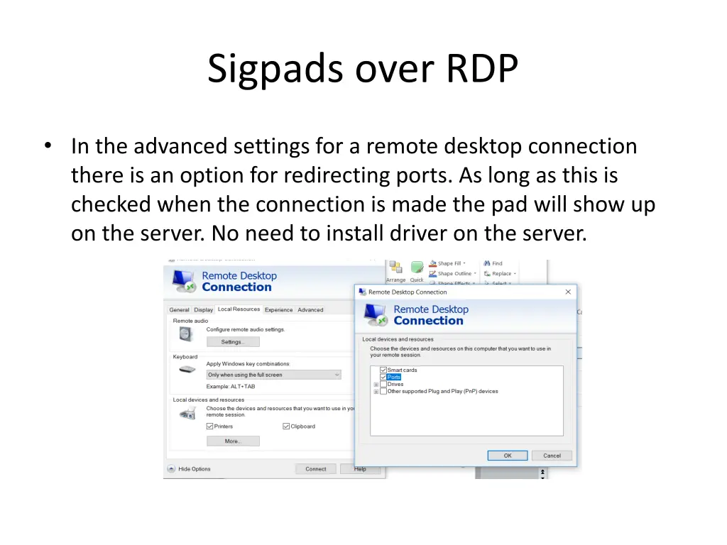 sigpads over rdp