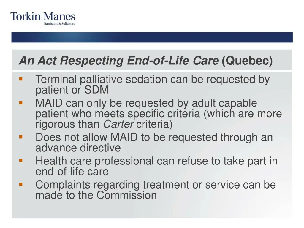 an act respecting end of life care quebec 1