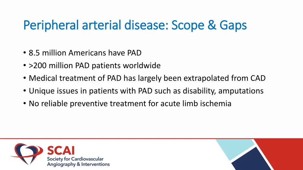 peripheral arterial disease scope gaps peripheral