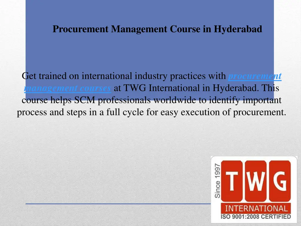 procurement management course in hyderabad