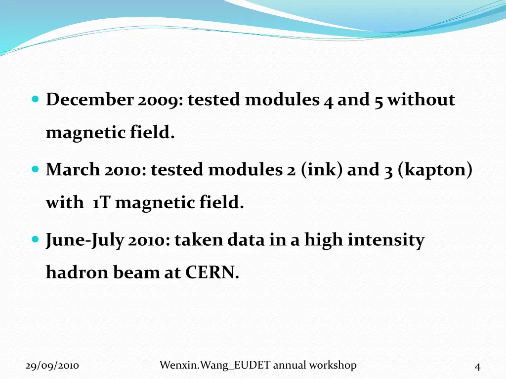 december 2009 tested modules 4 and 5 without