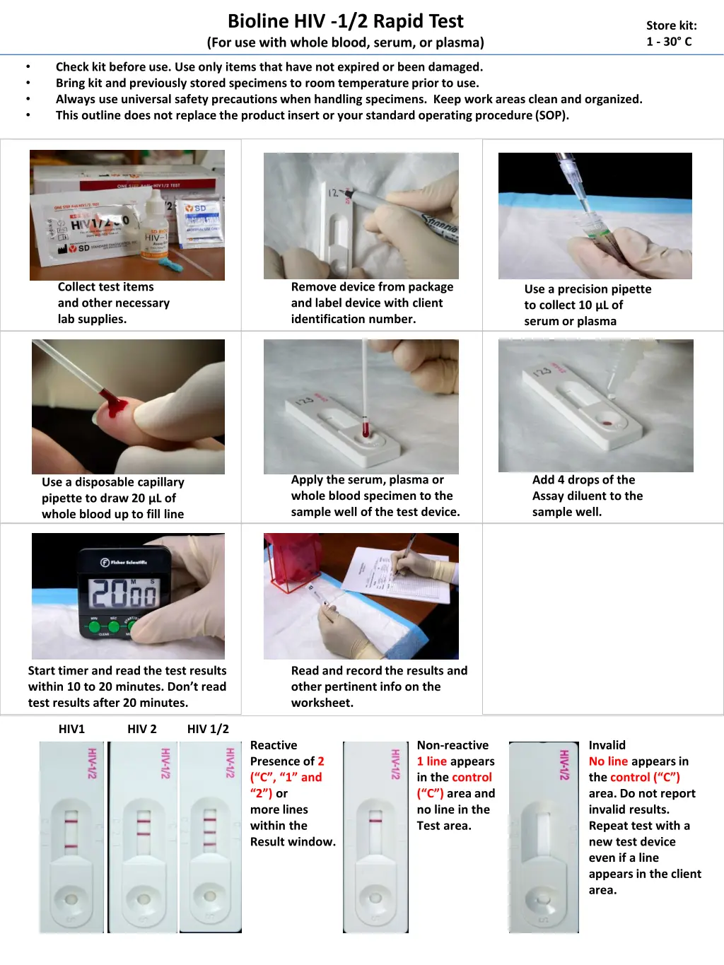 bioline hiv 1 2 rapid test for use with whole