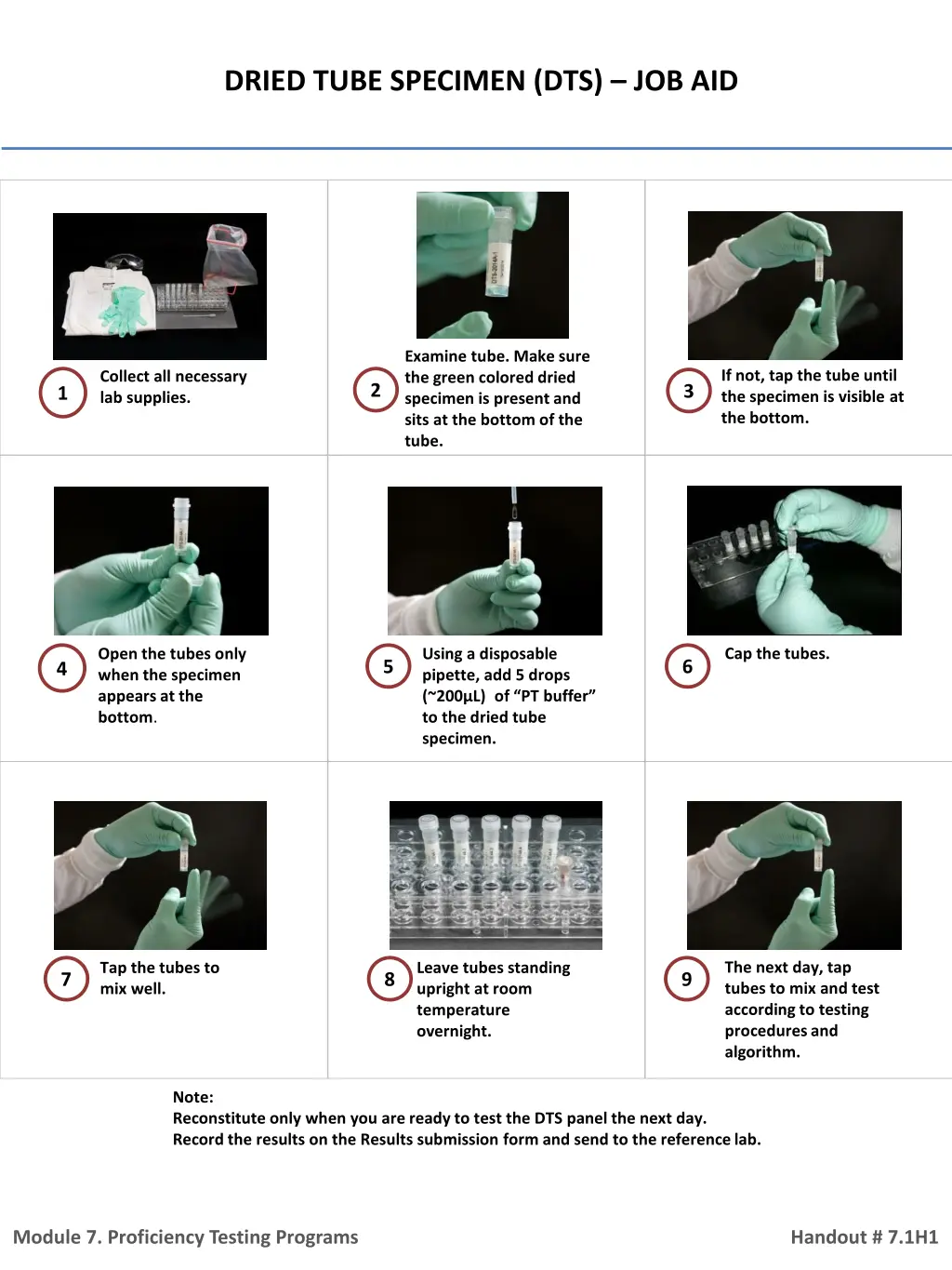 dried tube specimen dts job aid