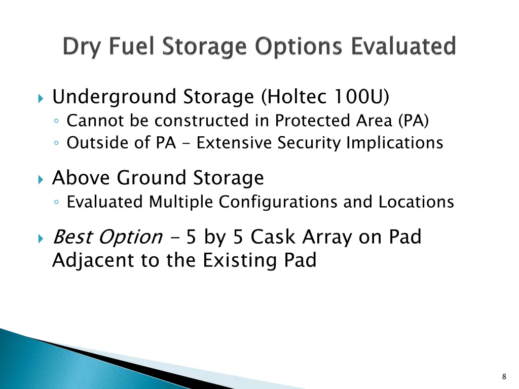 underground storage holtec 100u cannot