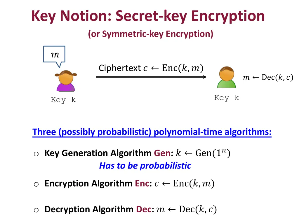 key notion secret key encryption or symmetric