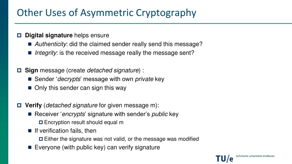 other uses of asymmetric cryptography