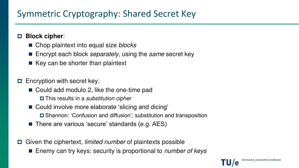 symmetric cryptography shared secret key