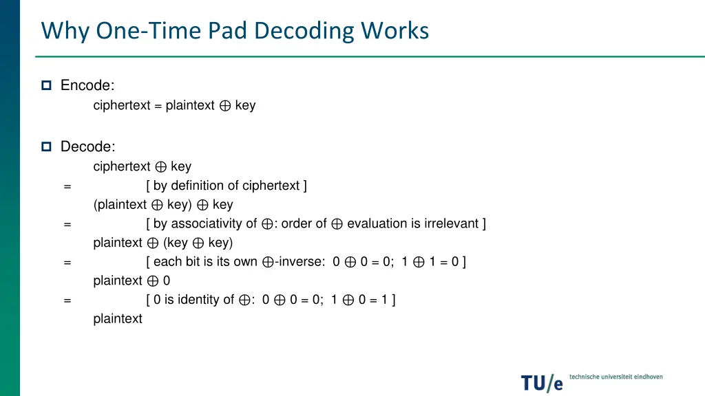 why one time pad decoding works