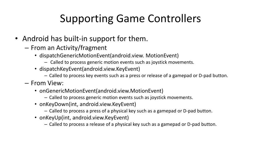 supporting game controllers