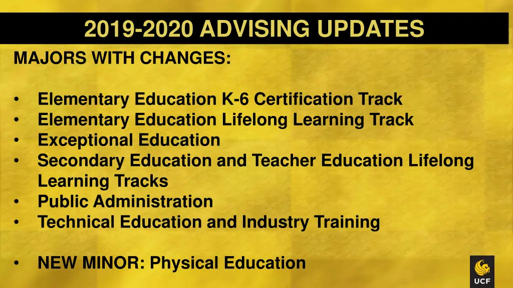 2019 2020 advising updates majors with changes