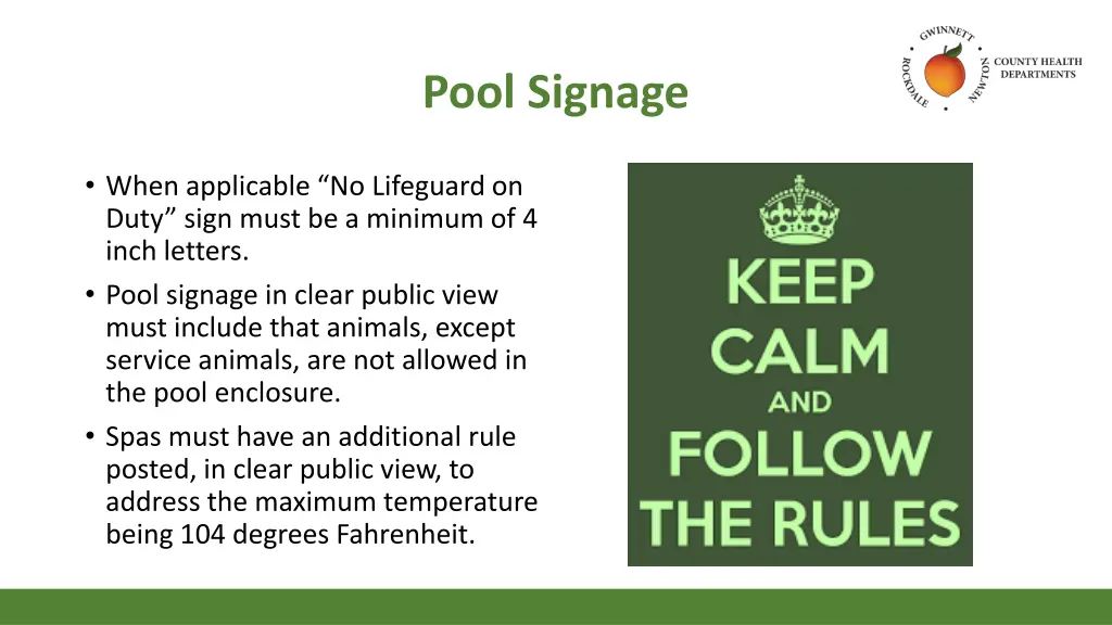 pool signage