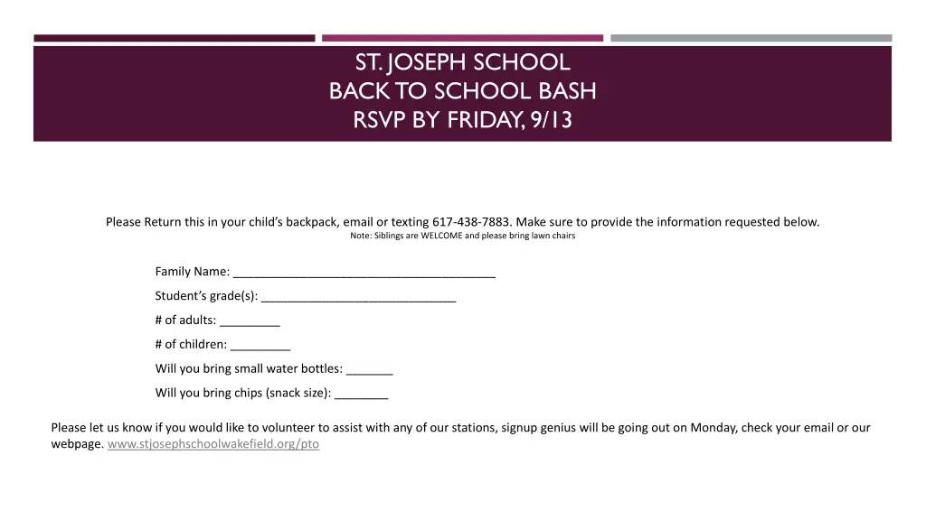 st joseph school back to school bash rsvp