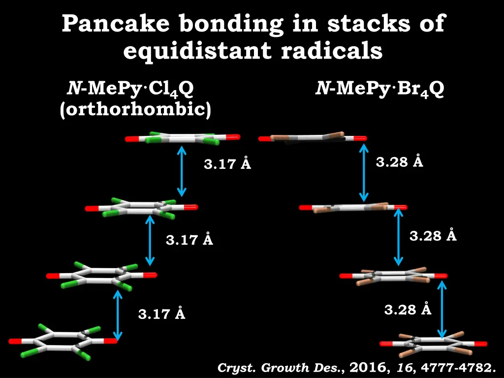 pancake bonding in stacks of equidistant radicals 1