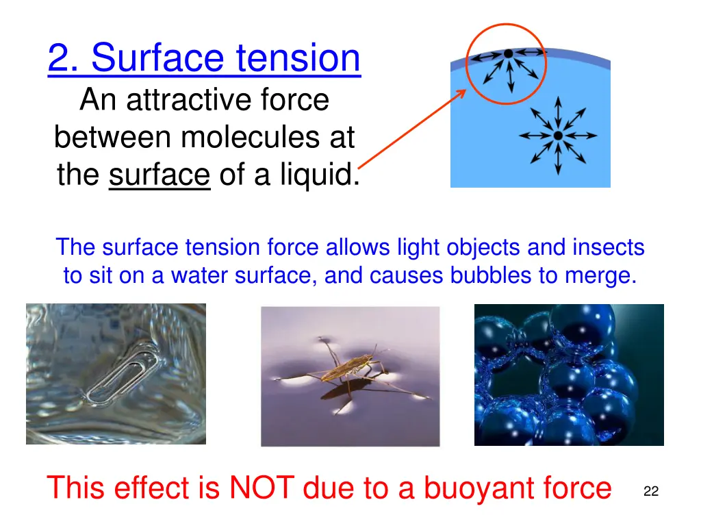 2 surface tension an attractive force between