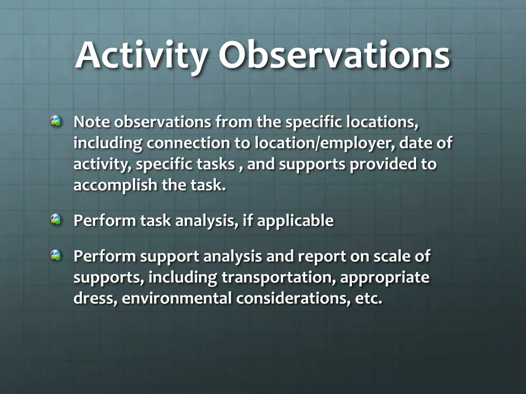 activity observations