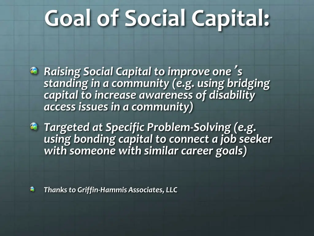 goal of social capital